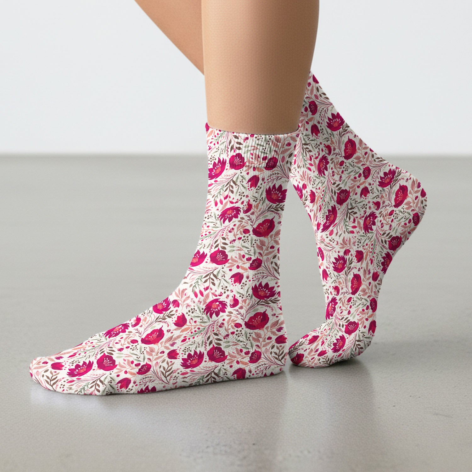 Elegant Floral Botanical Pattern Socks, Socks for Nurse Doctor