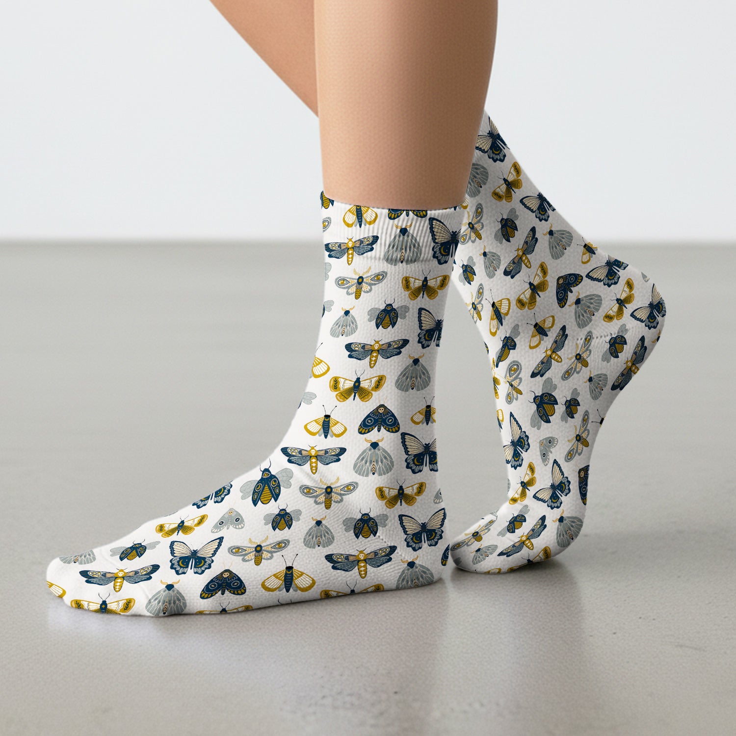 Cute Butterfly Moth Insect Pattern Nurse Socks, Socks for Nurse Doctor