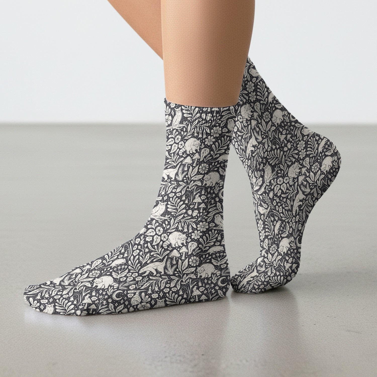 Woodland Animal Forest Pattern Socks, Socks for Nurse Doctor