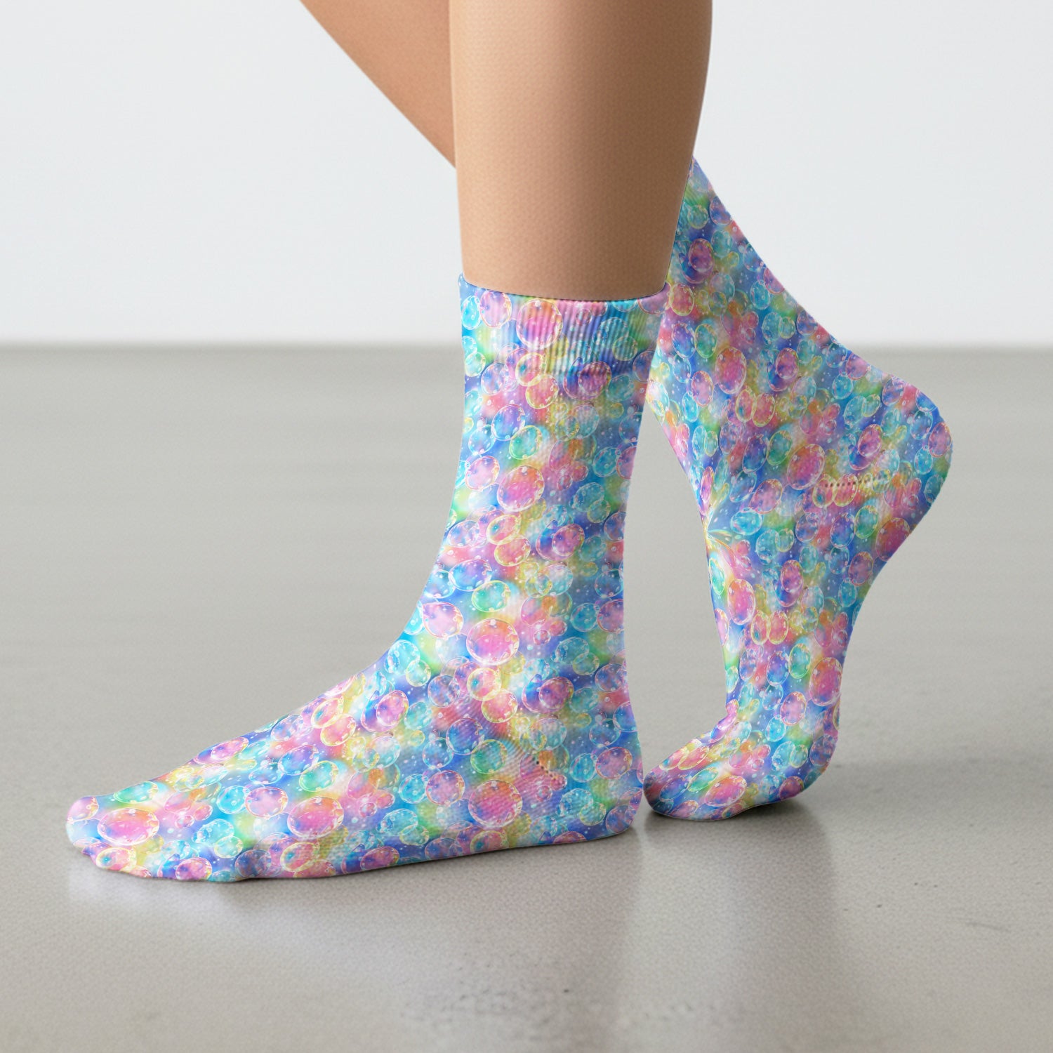 Colorful Floating Soap Bubble Pattern Socks, Adult Socks for Men and Women