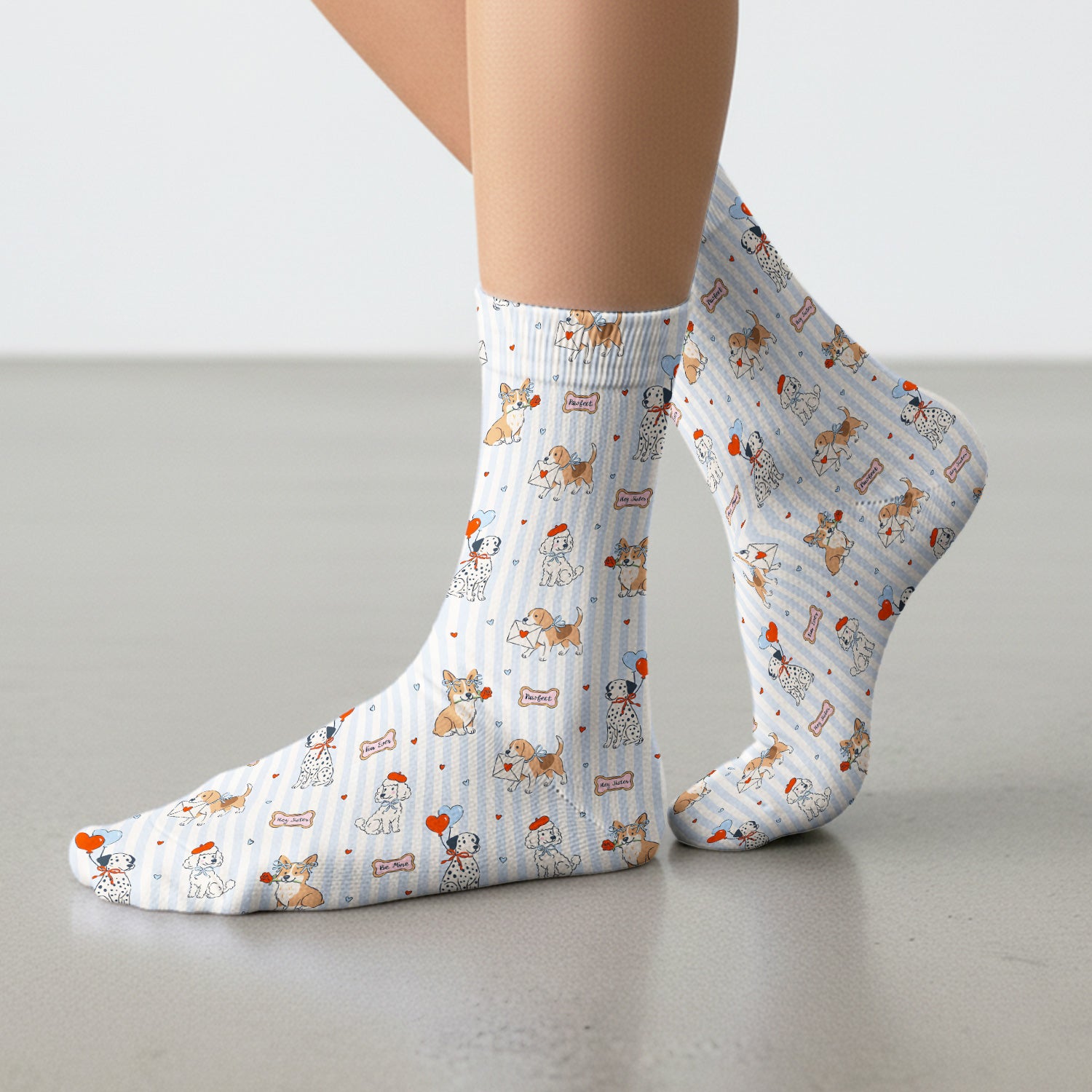 Valentine Puppy Heart Pattern Socks, Adult Socks for Men and Women