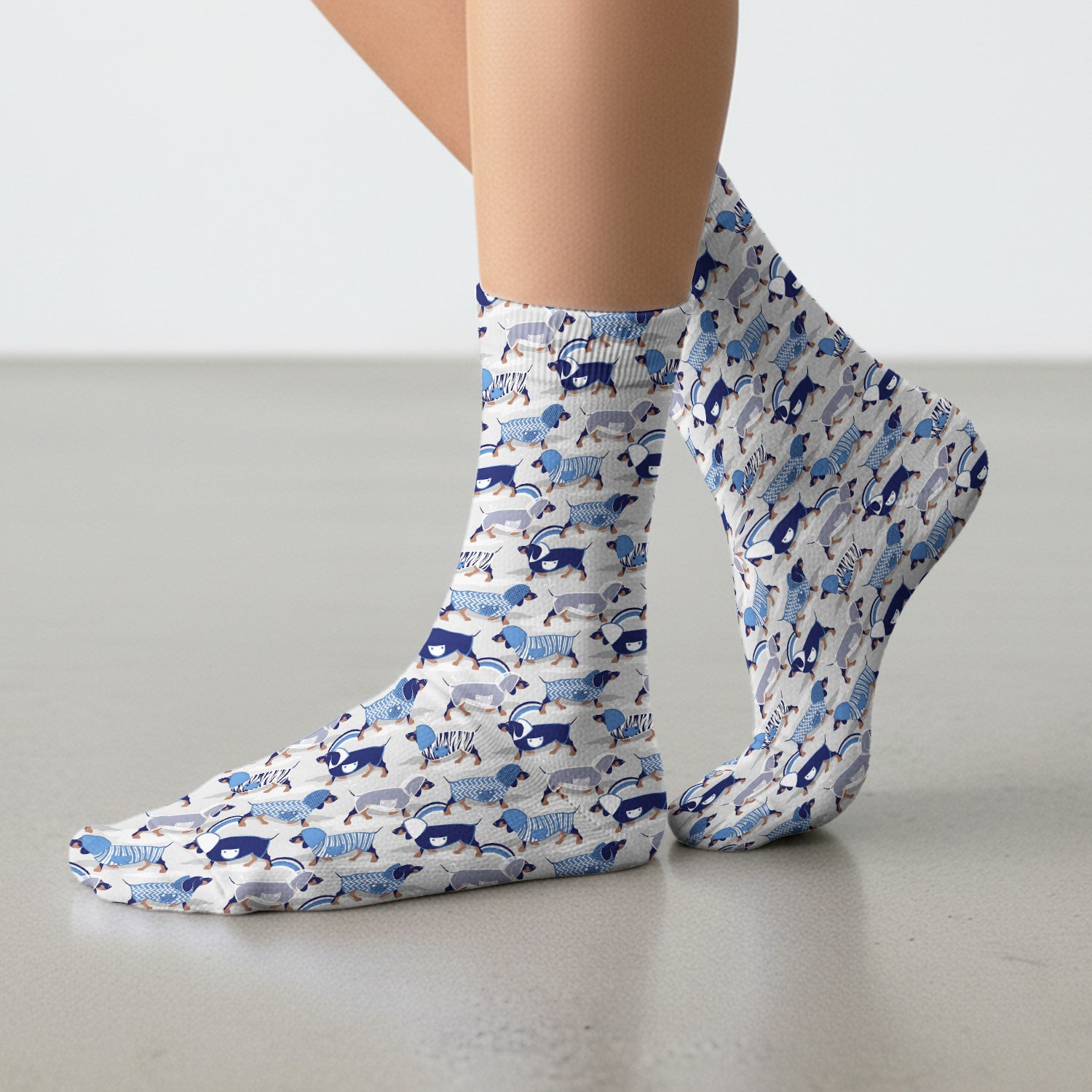 Cute Dachshund Raincoat Parade Pattern Socks, Adult Socks for Men and Women