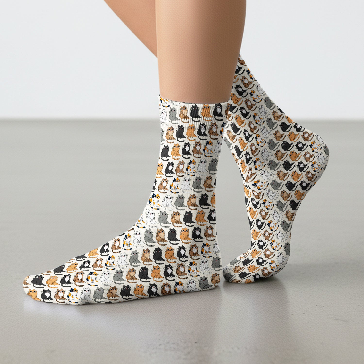 Cute Cartoon Cat Pattern Medical Socks, Breathable Fabrics Medical Uniform