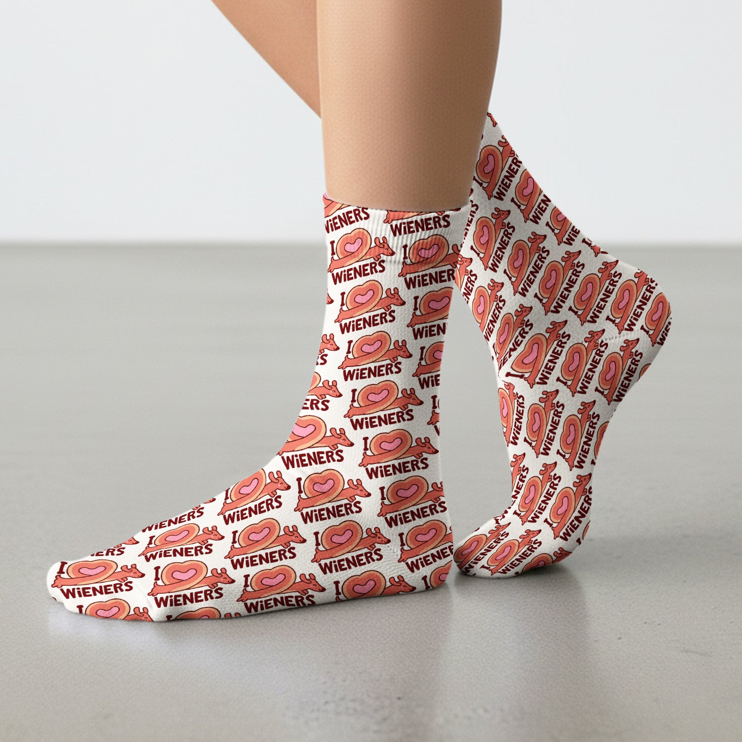 I Love Wieners Dachshund Heart Pattern Socks, Socks for Nurse Doctor