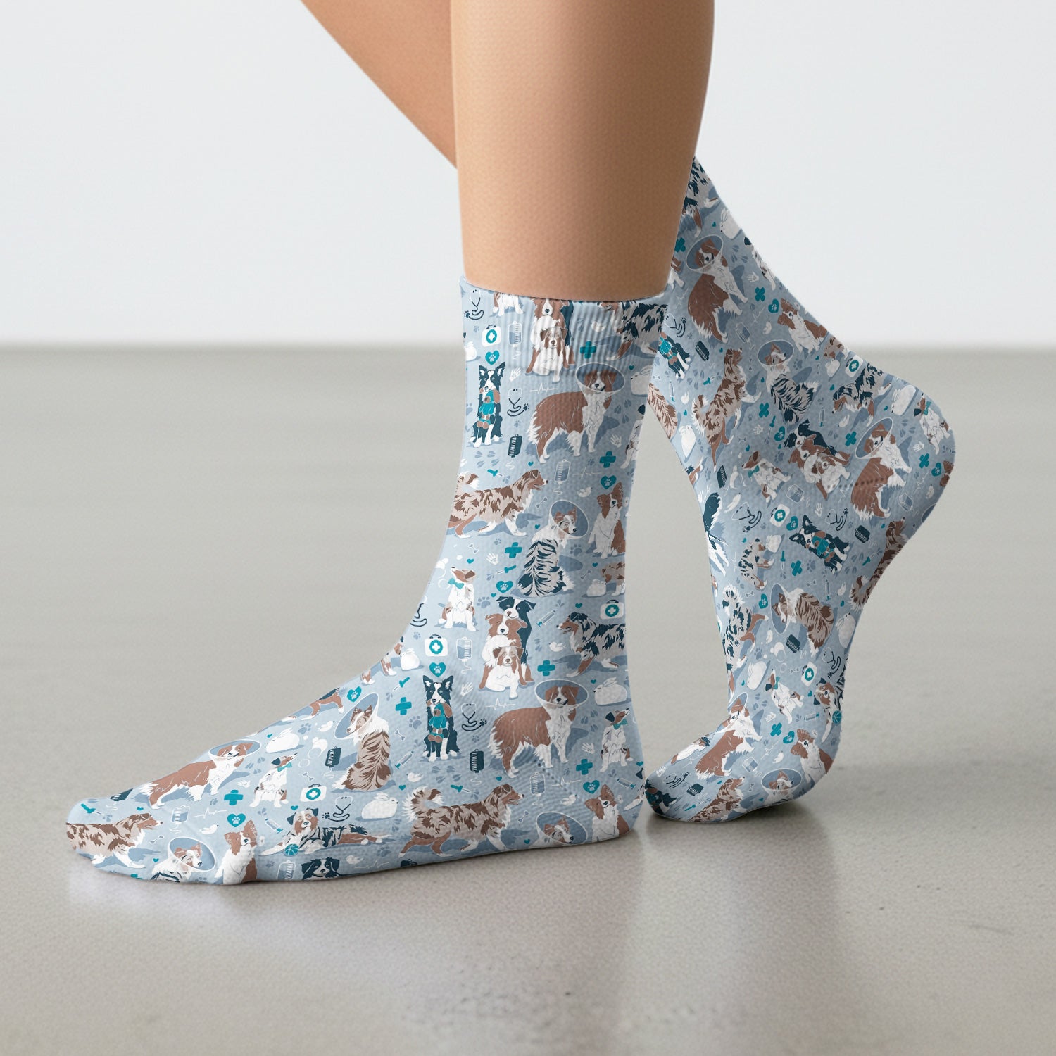 Cute Dog Pattern Veterinary Medical Socks, Socks for Nurse Doctor