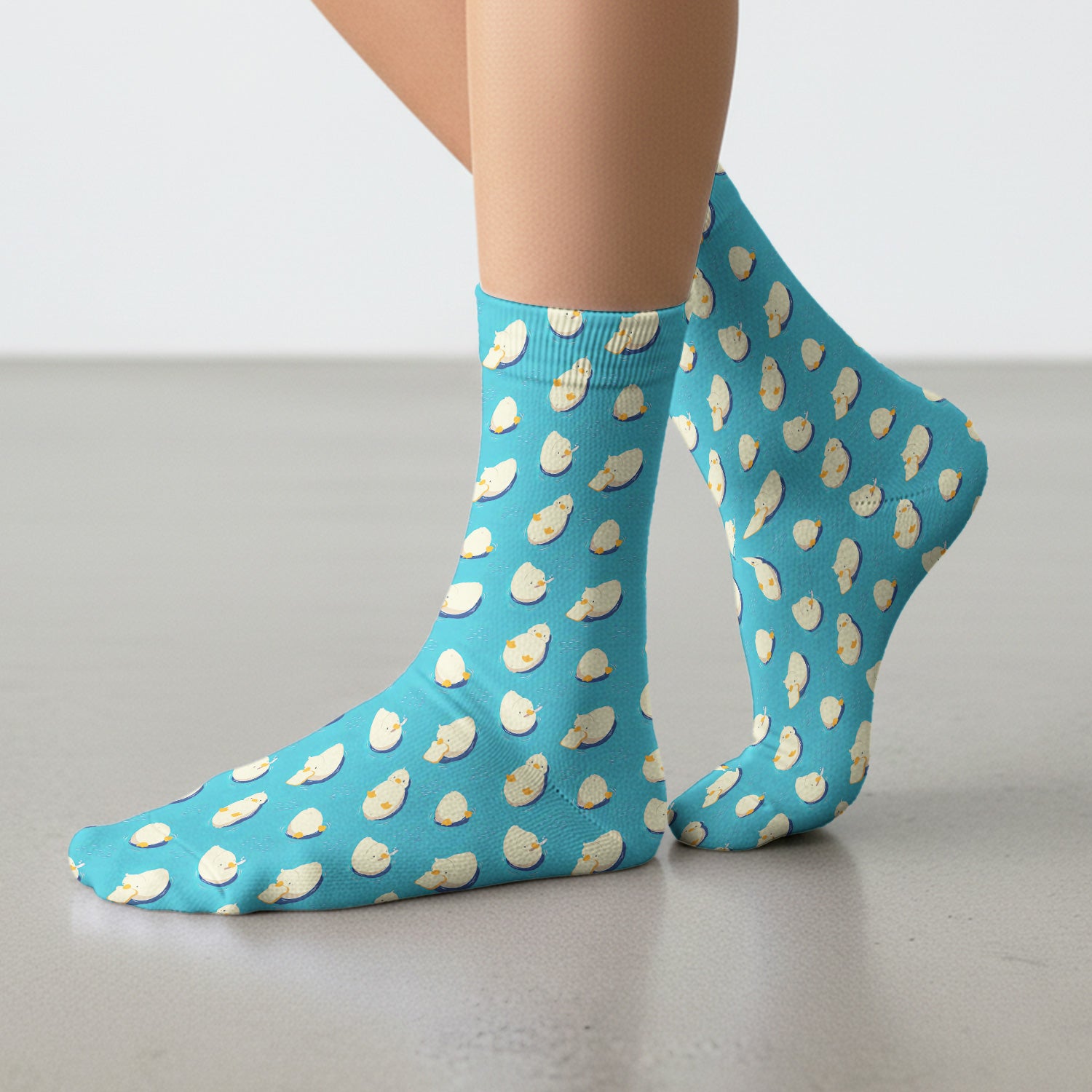Cute Blue Duck Pond Pattern Socks, Socks for Nurse Doctor