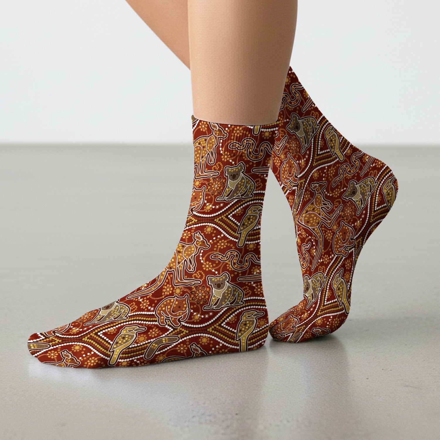 Australian Kangaroo Koala Aboriginal Art Pattern Socks, Adult Socks for Men and Wome