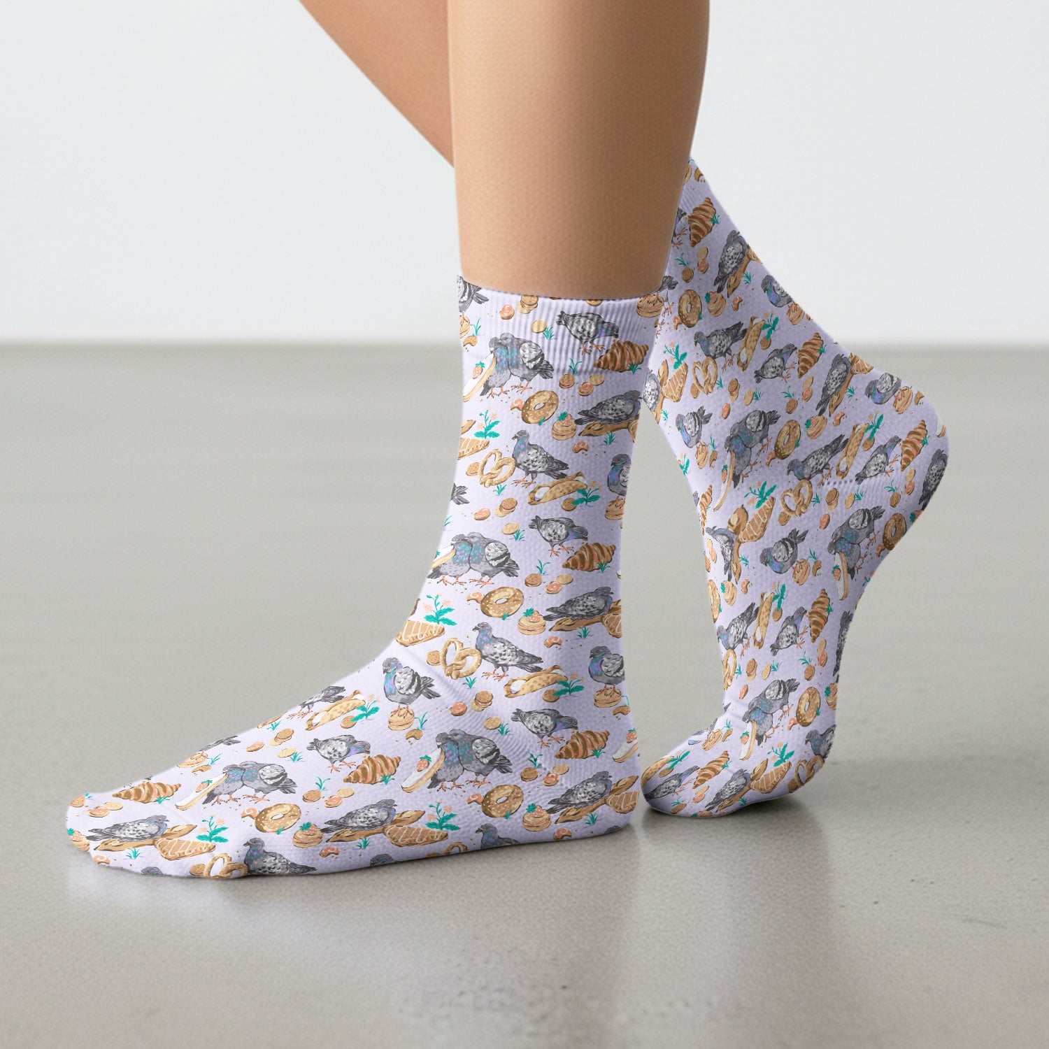 Funny Pigeon Bread Snack Nurse Pattern Nurse Socks, Socks for Nurse Doctor