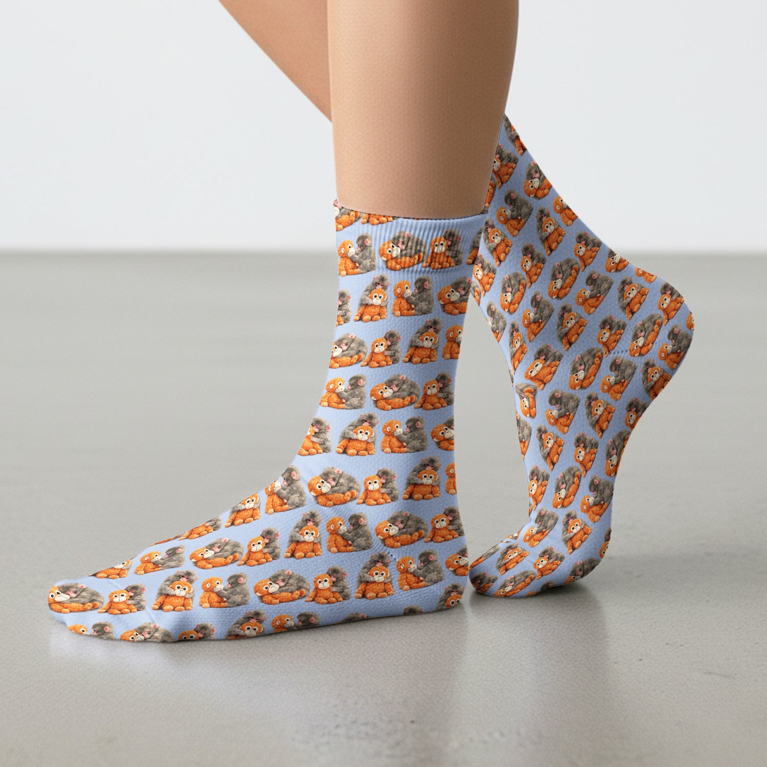 Cute Baby Monkey Plush Toy Animal Pattern Socks, Socks for Nurse Doctor