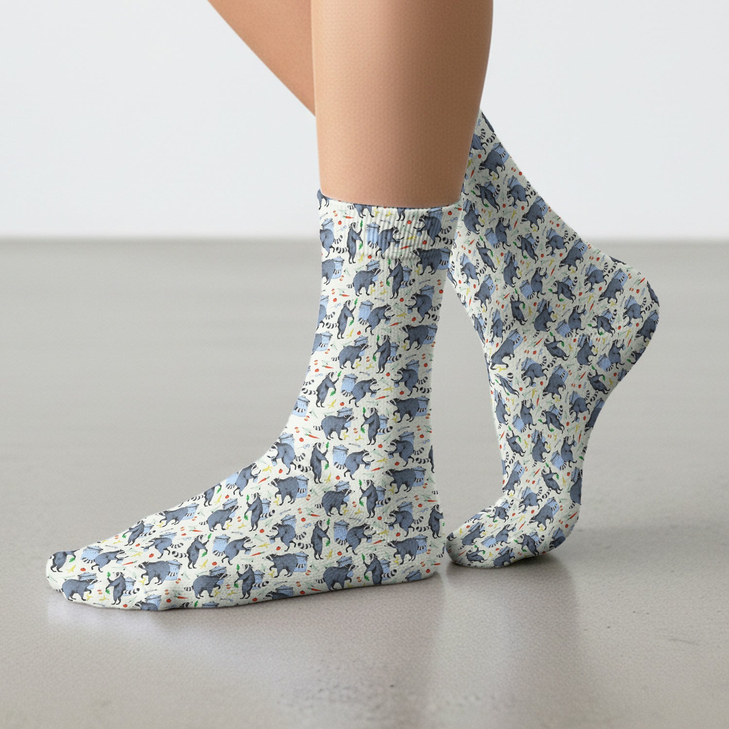 Playful Raccoon Trash Print Medical Socks, Socks for Nurse Doctor