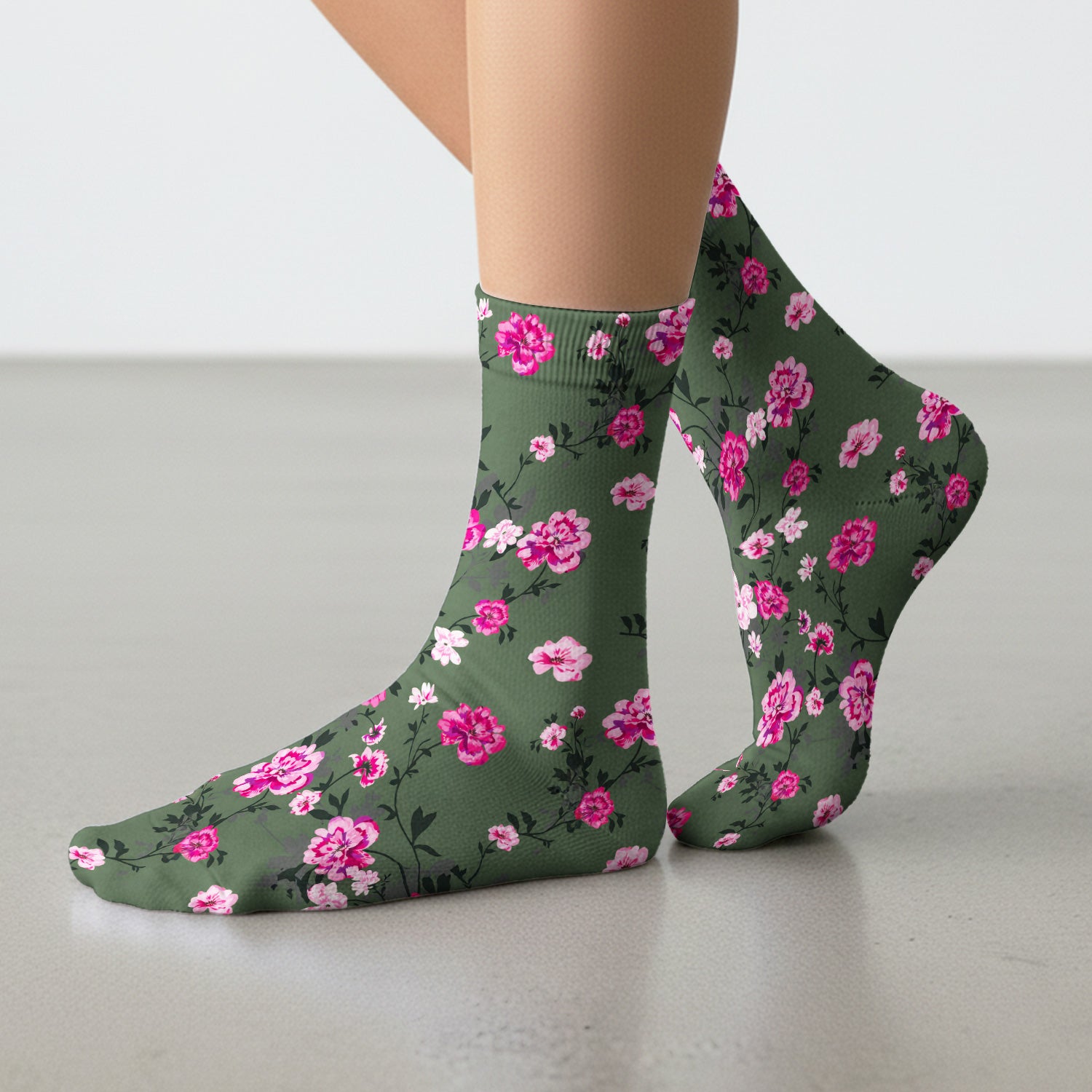 Pink Floral Blossom Pattern Socks,  Adult Socks for Men and Women