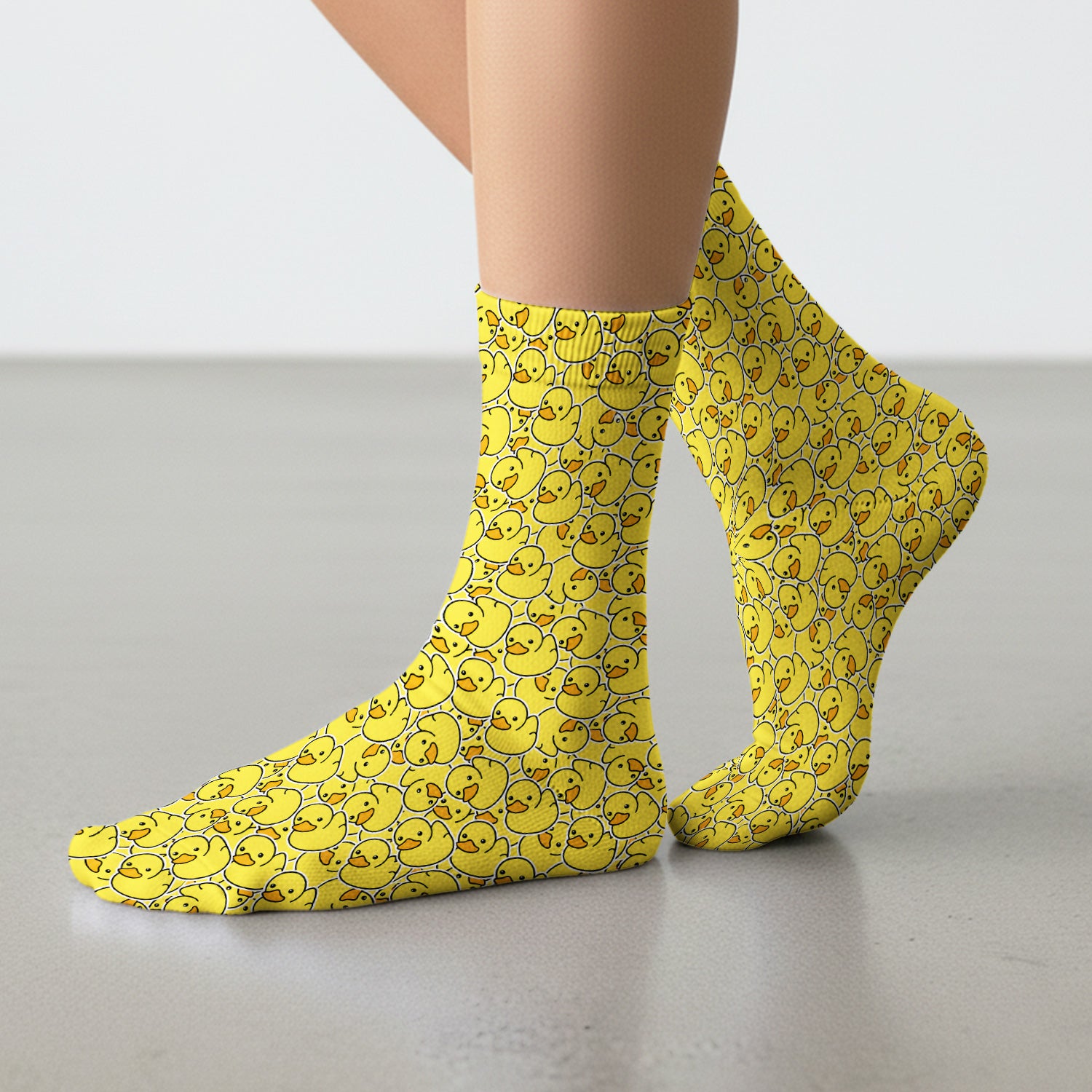 Yellow Rubber Duck Pattern Socks, Adult Socks for Men and Women