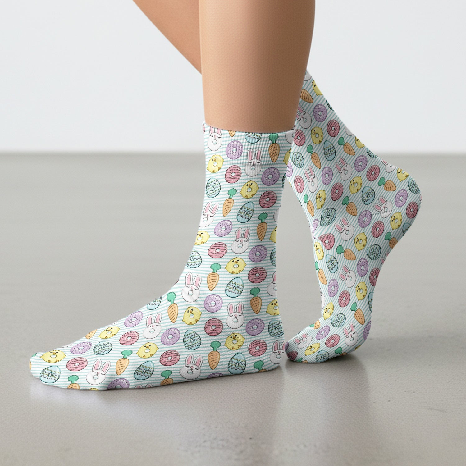 Funny Easter Chick Bunny Pattern Print Socks, Adult Socks for Men and Women