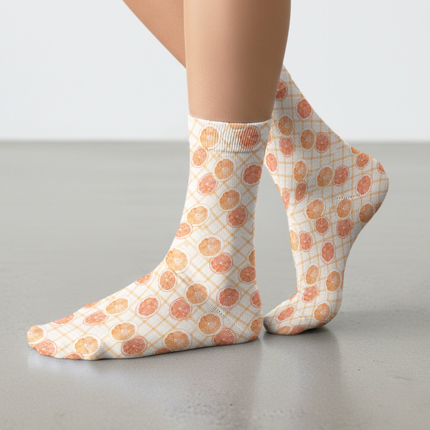 Fresh Grapefruit Slice Summer Fruit Pattern Socks, Adult Socks for Men and Women