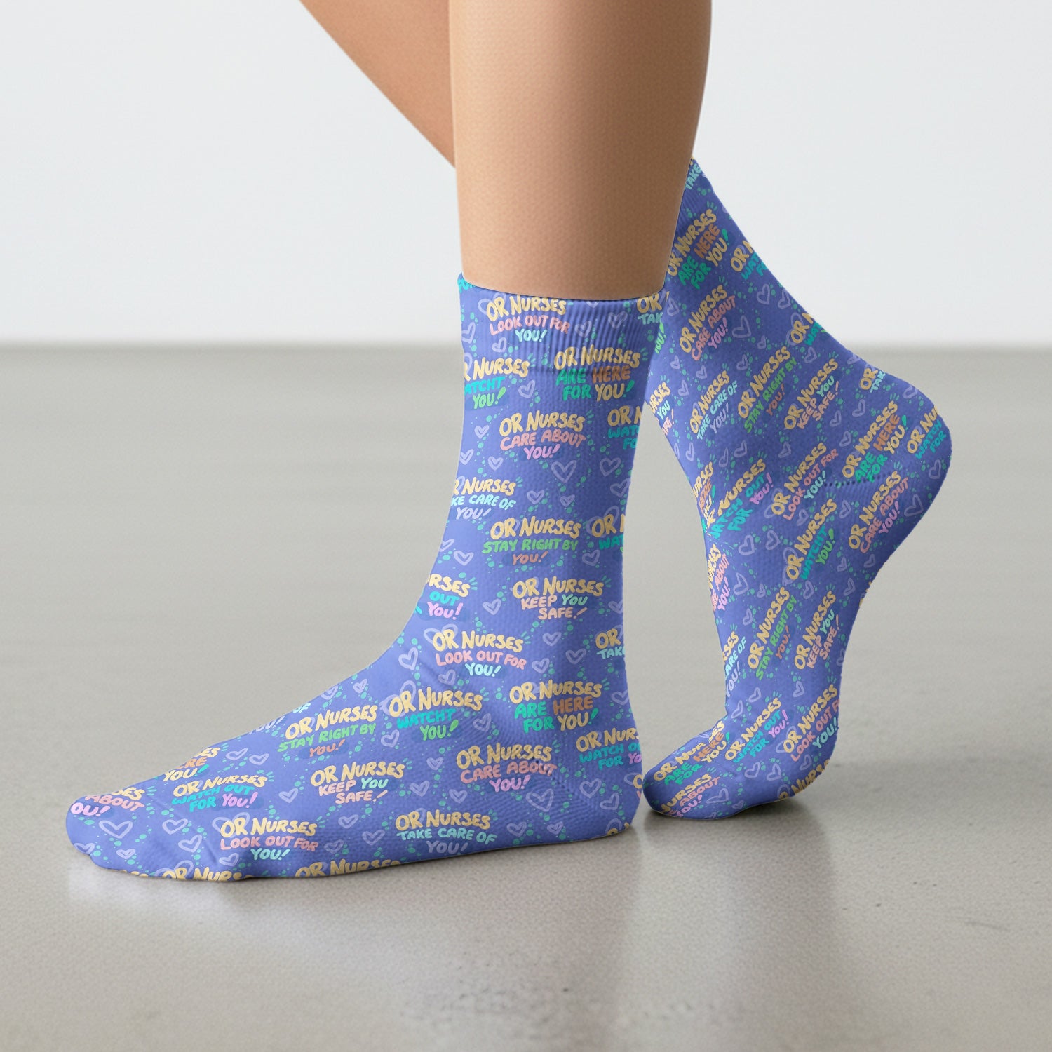 Inspirational Nurse Quote Care Message Pattern Socks, Breathable Fabrics Medical Uniform