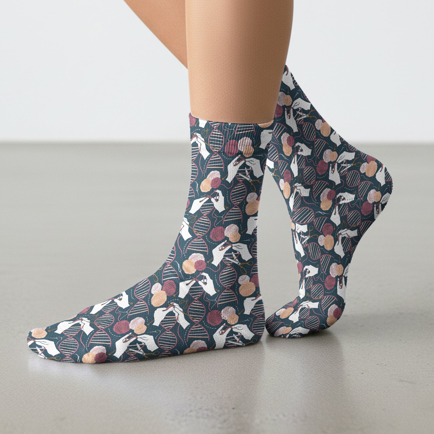 DNA Helix Yarn Pattern Socks, Breathable Fabrics Medical Uniform