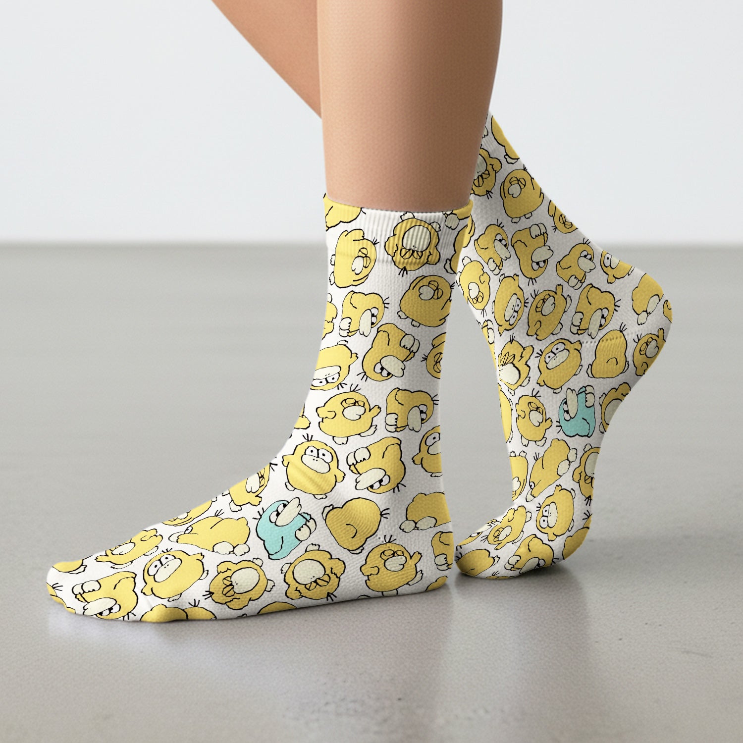 Funny Yellow Cartoon Duck Pattern Socks, Socks for Nurse Doctor