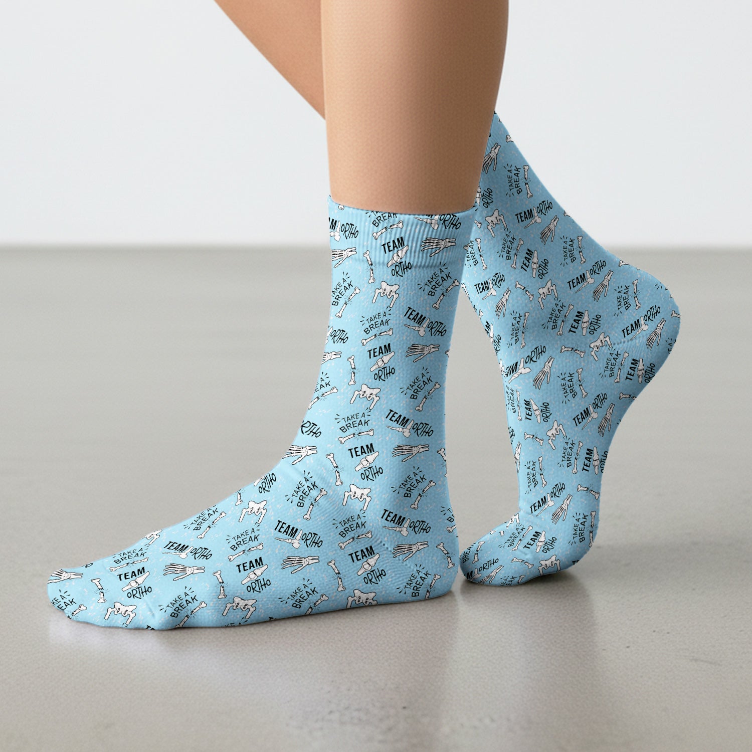 Team Ortho Bone Joint Print Socks, Breathable Fabrics Medical Uniform