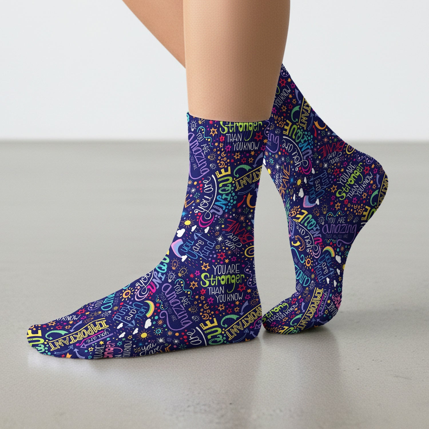 Inspirational Quote Pattern Socks, Socks for Nurse Doctor