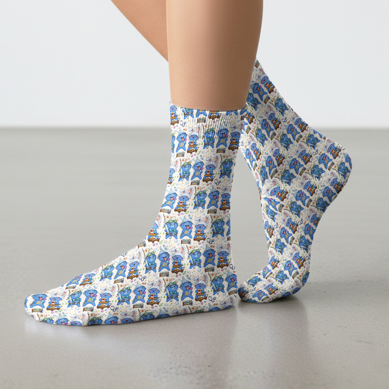 Cute Glove Doll Hospital Medical Cartoon Nurse Pattern Sock, Breathable Fabrics Medical Uniform