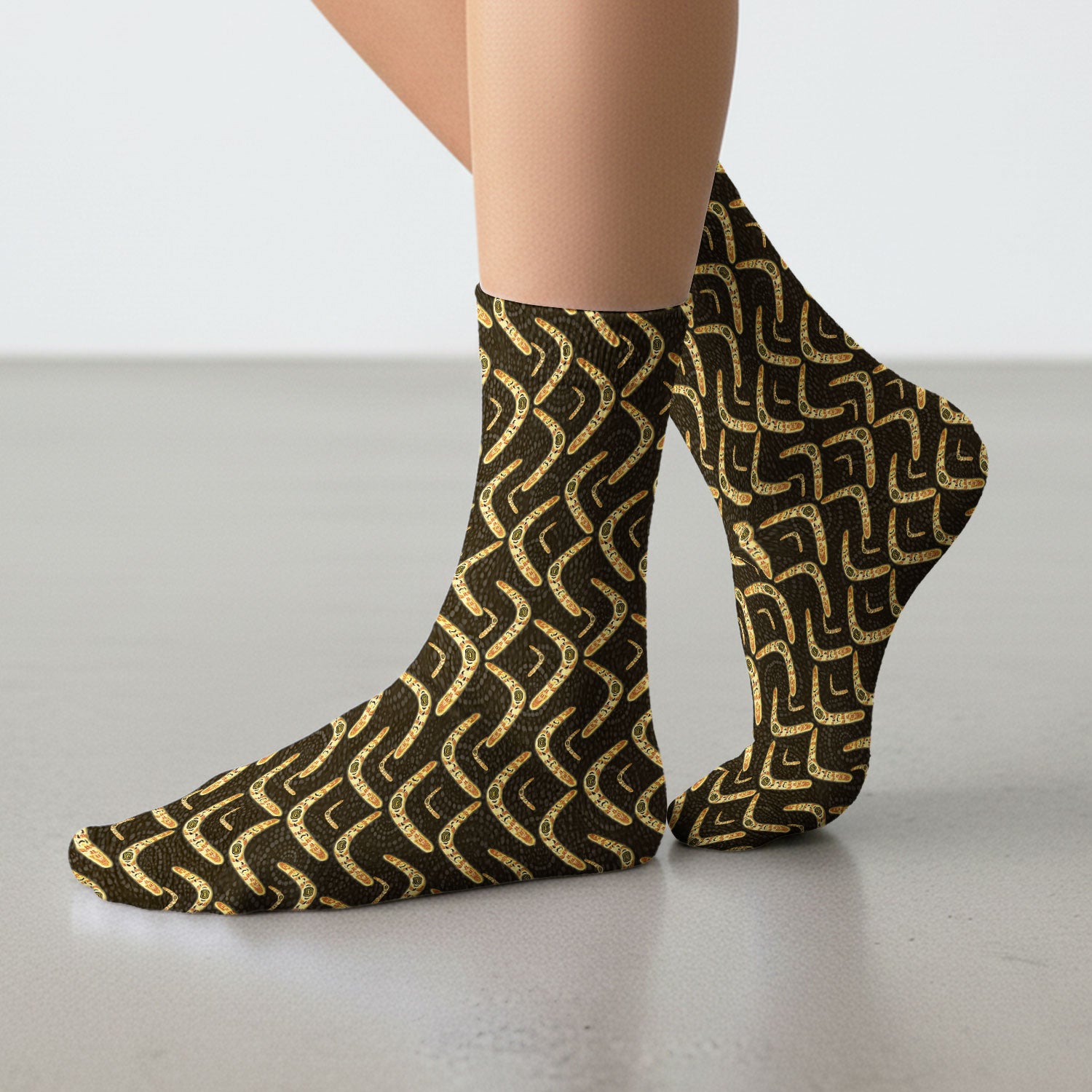 Aboriginal Boomerang Pattern Medical Socks, Breathable Fabrics Medical Uniform
