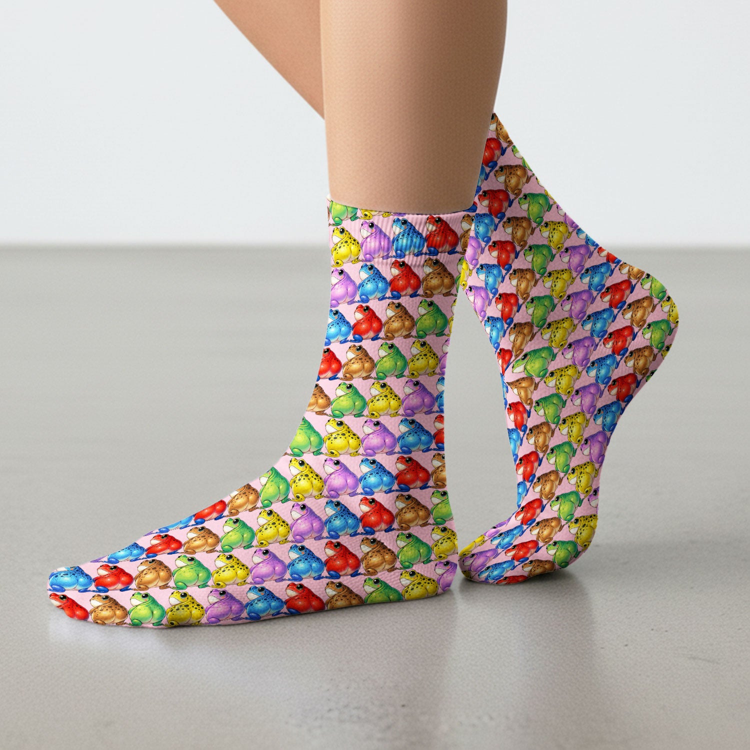 Funny Colorful Frogs Pattern Socks, Adult Socks for Men and Women