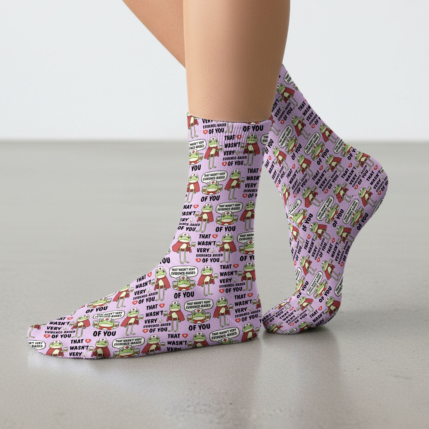 Funny Frog Nurse Quote Medical Pattern, Socks for Nurse Doctor