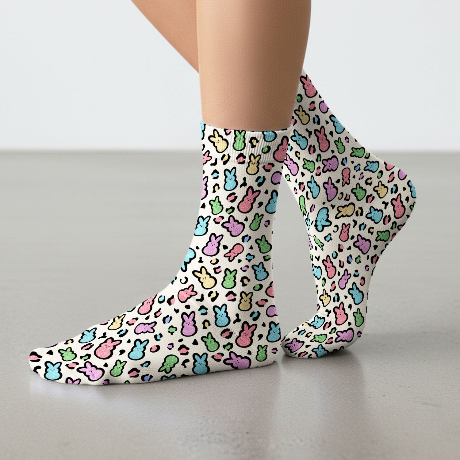 Cute Easter Bunny Pastel Pattern Socks, Socks for Nurse Doctor