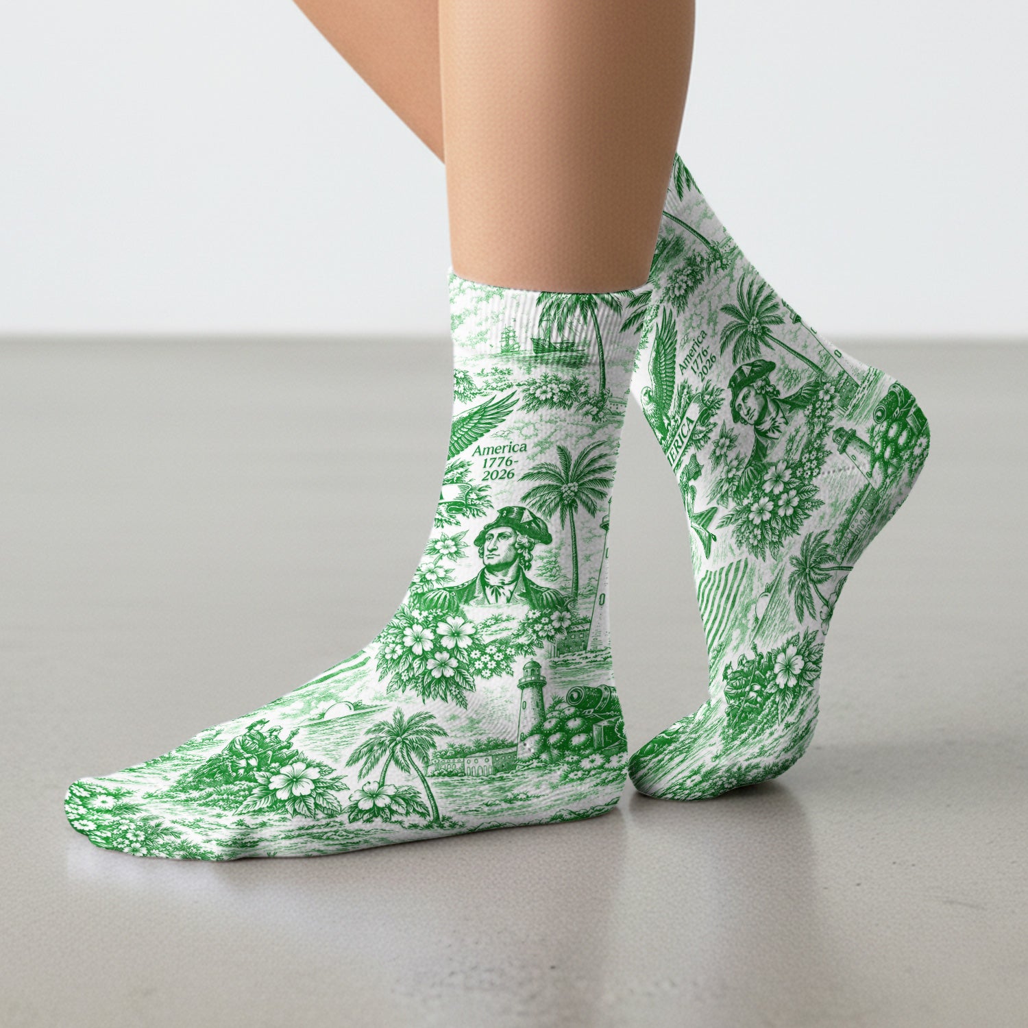 Patriotic America Heritage Toile Pattern Sock, Breathable Fabrics Medical Uniform