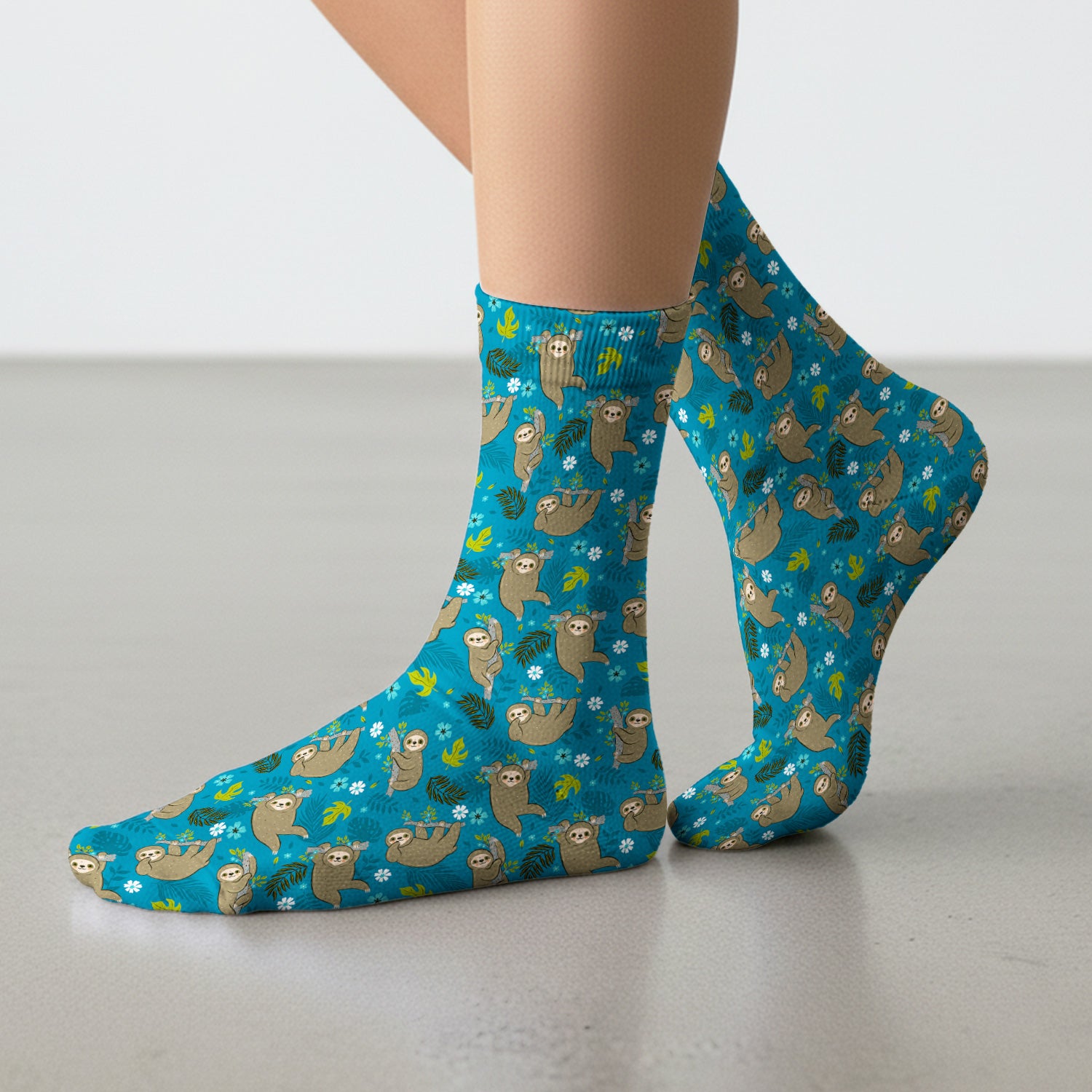 Jungle Tropical Sloth Pattern Socks, Adult Socks for Men and Women