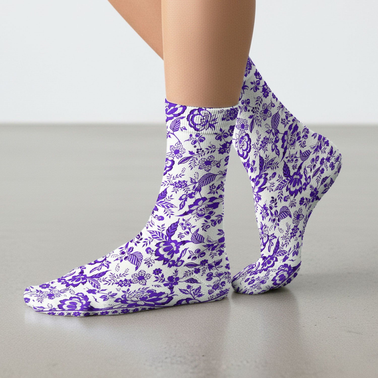 Toile De Jouy Scrub Socks For Women, Floral Pattern Nurse Sock, Comfortable Scrubs For Nursing