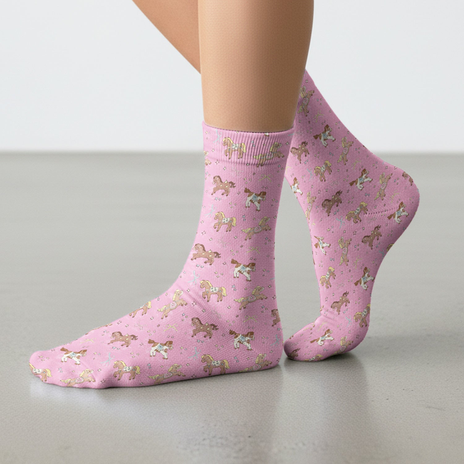 Cute Pony Star Pattern Socks, Breathable Fabrics Medical Uniform