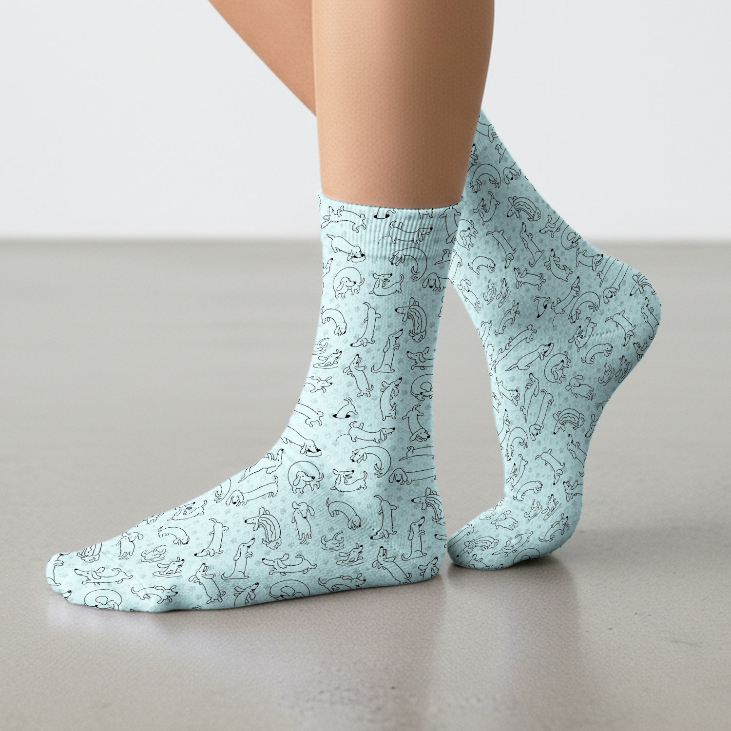Playful Dachshund Dog Line Art Print Medical Socks, Socks for Nurse Doctor