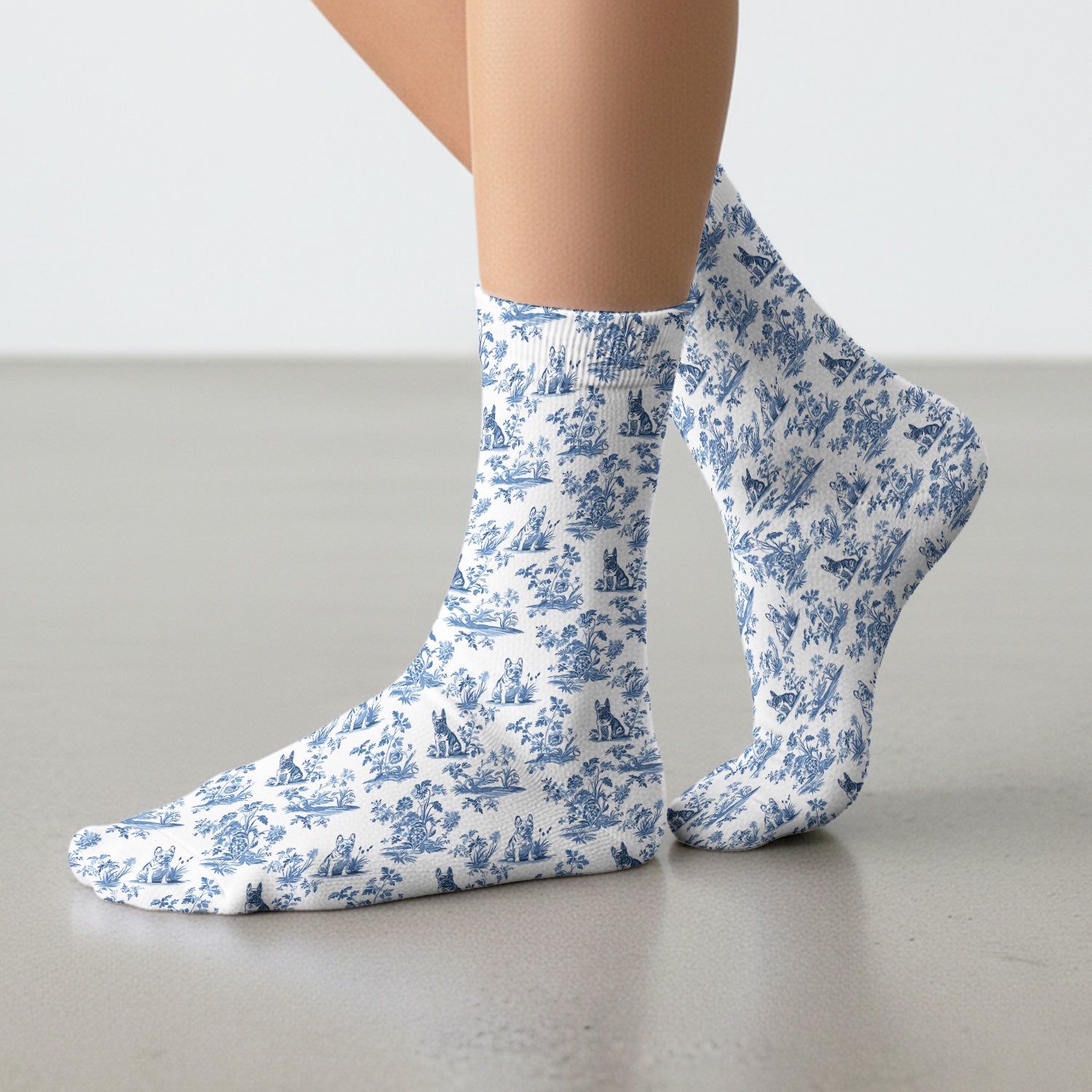 German Shepherd Toile De Jouy Scrub Socks, Vintage Dog Pattern Nurse Scrub Sock, Cute Vet Tech Uniform