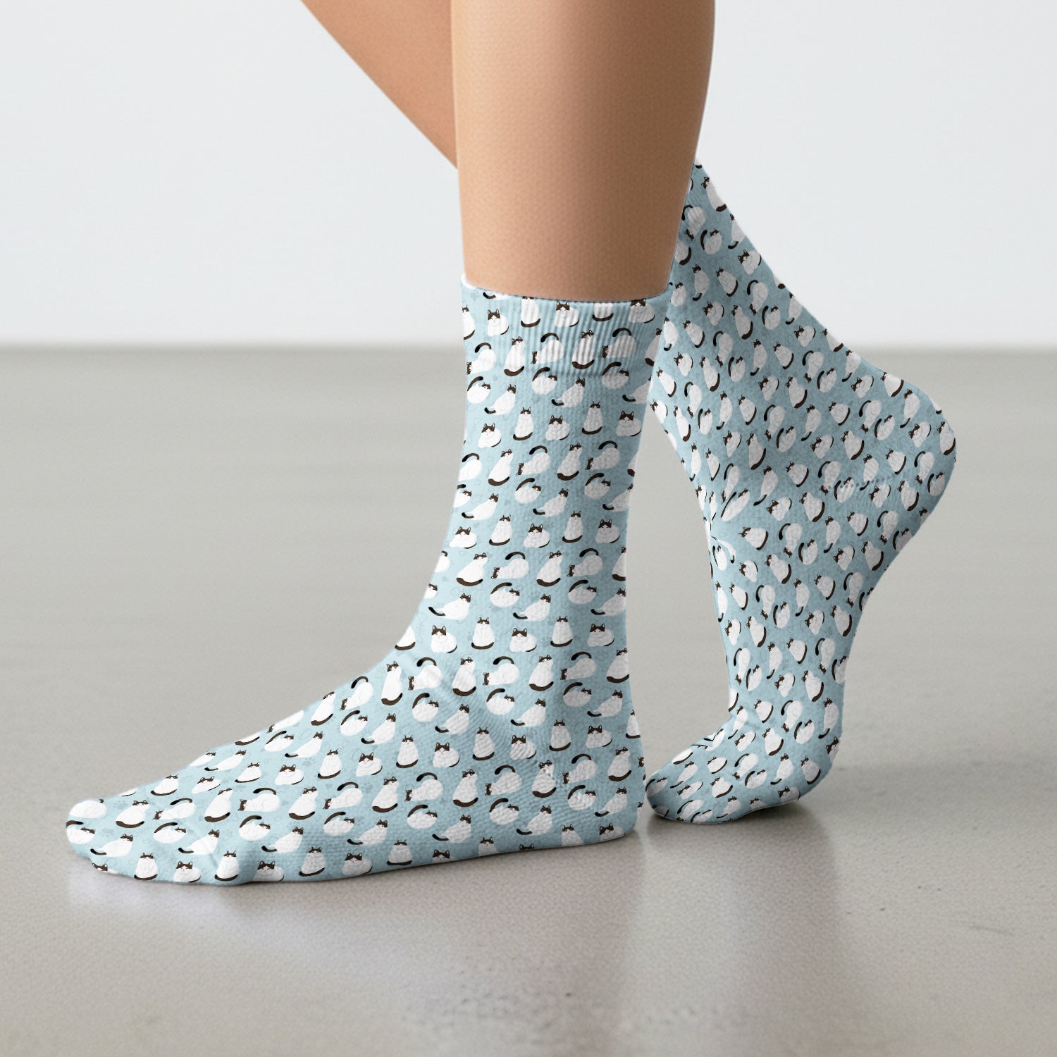 Cute Cat Pattern Medical Scrub Socks, Breathable Fabrics Nursing Uniform