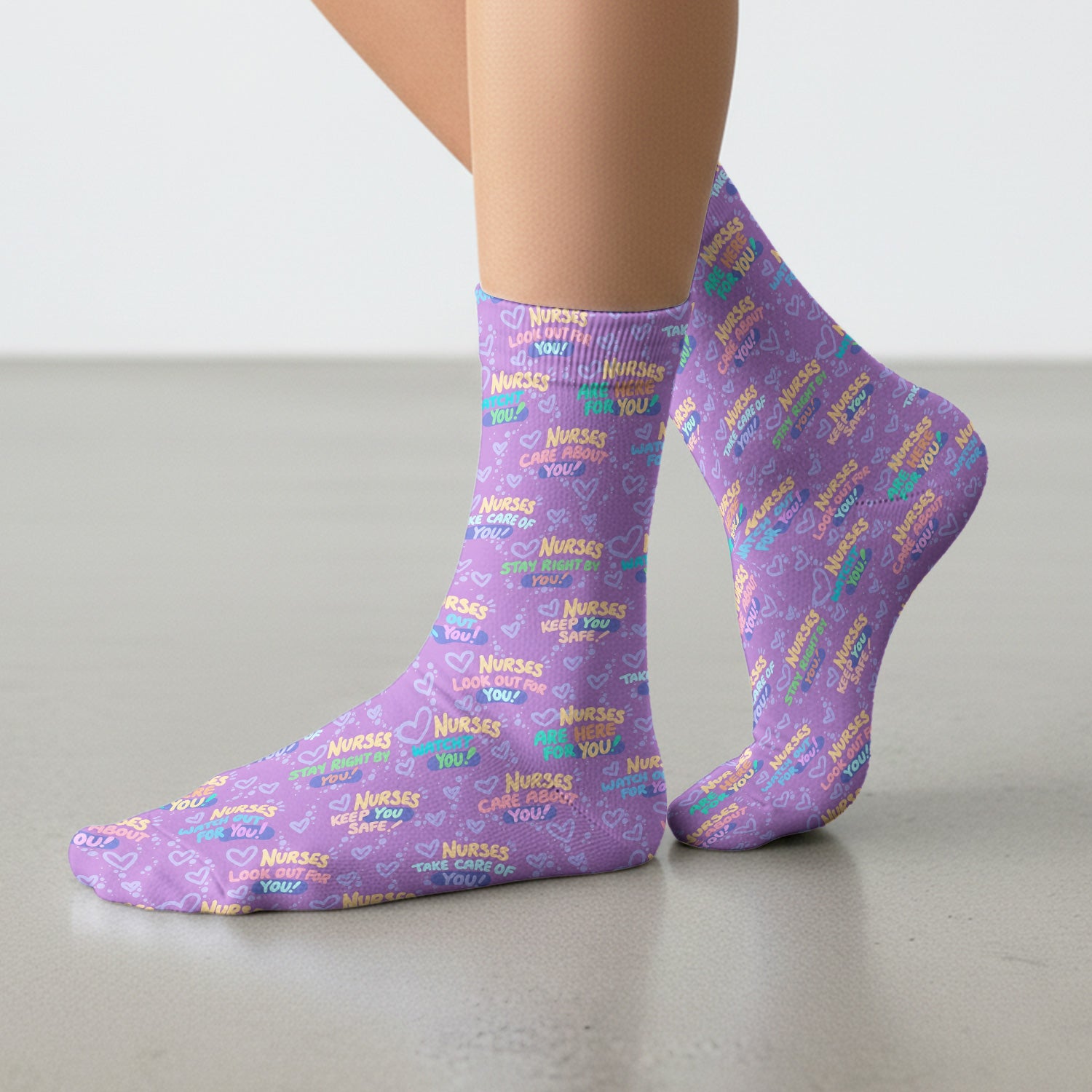 Inspirational Nurse Quote Care Message Pattern Socks, Breathable Fabrics Medical Uniform