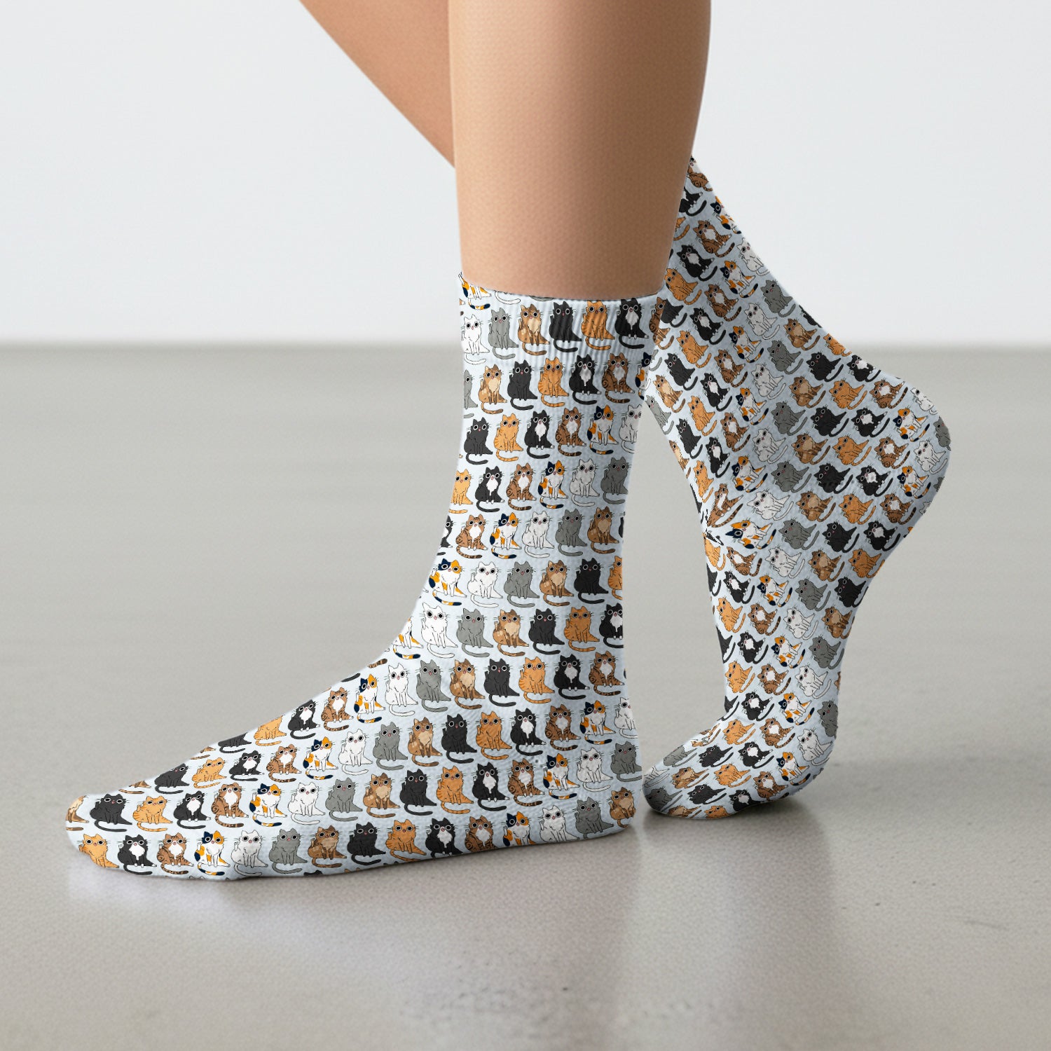 Cute Cartoon Cat Pattern Medical Socks, Breathable Fabrics Medical Uniform