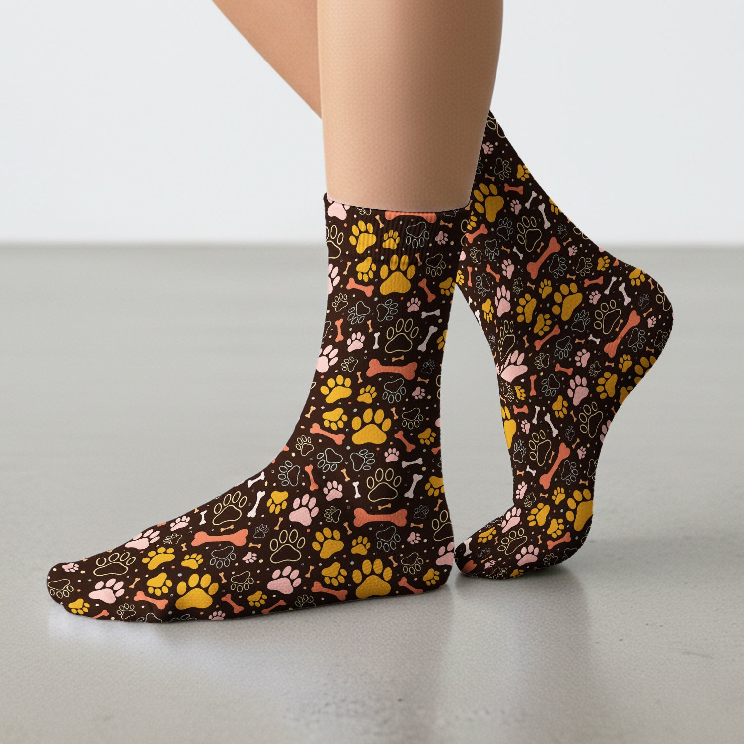Cute Paw Print Dog Pattern Medical Socks, Adult Socks for Men and Women