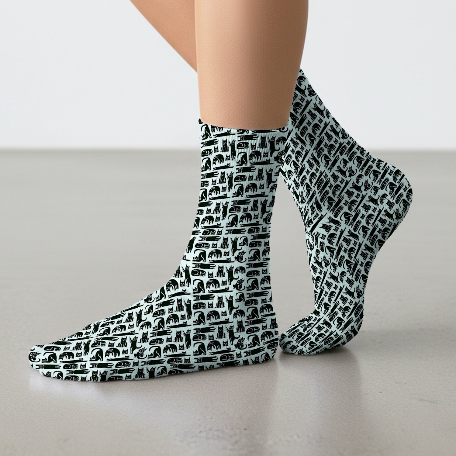 Cute Funny Cat Poses Print Scrub Socks, Adult Socks for Men and Women