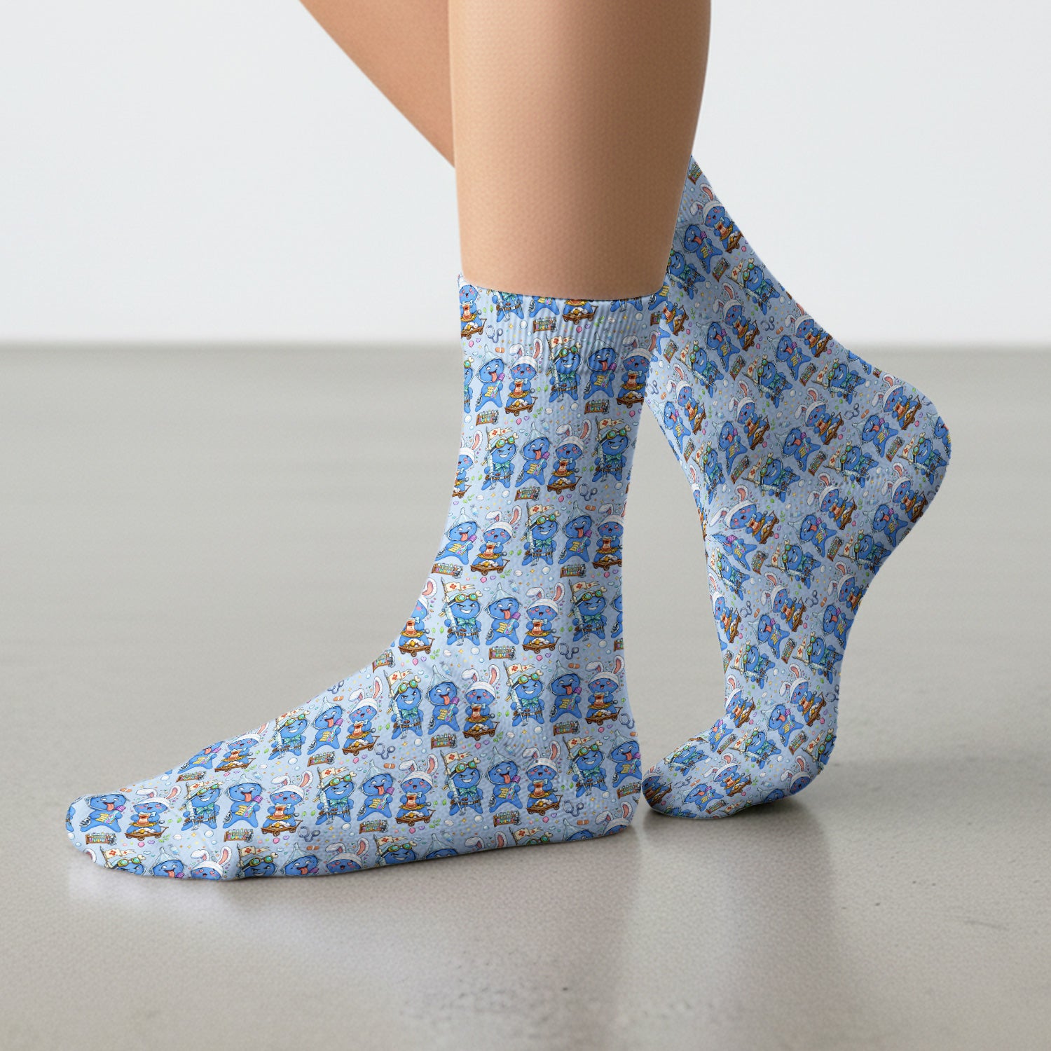 Cute Glove Doll Hospital Medical Cartoon Nurse Pattern Sock, Breathable Fabrics Medical Uniform
