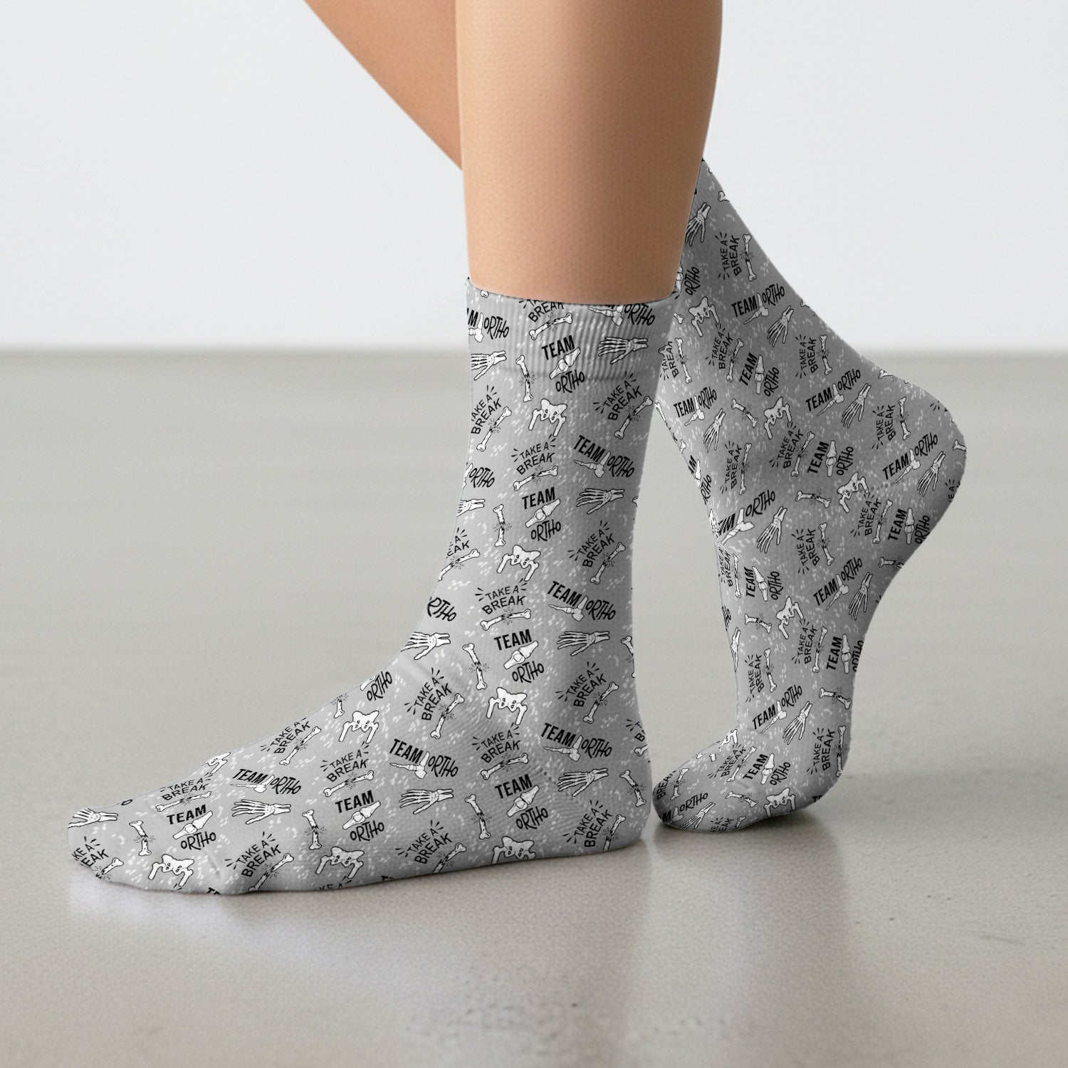 Team Ortho Bone Joint Print Socks, Breathable Fabrics Medical Uniform