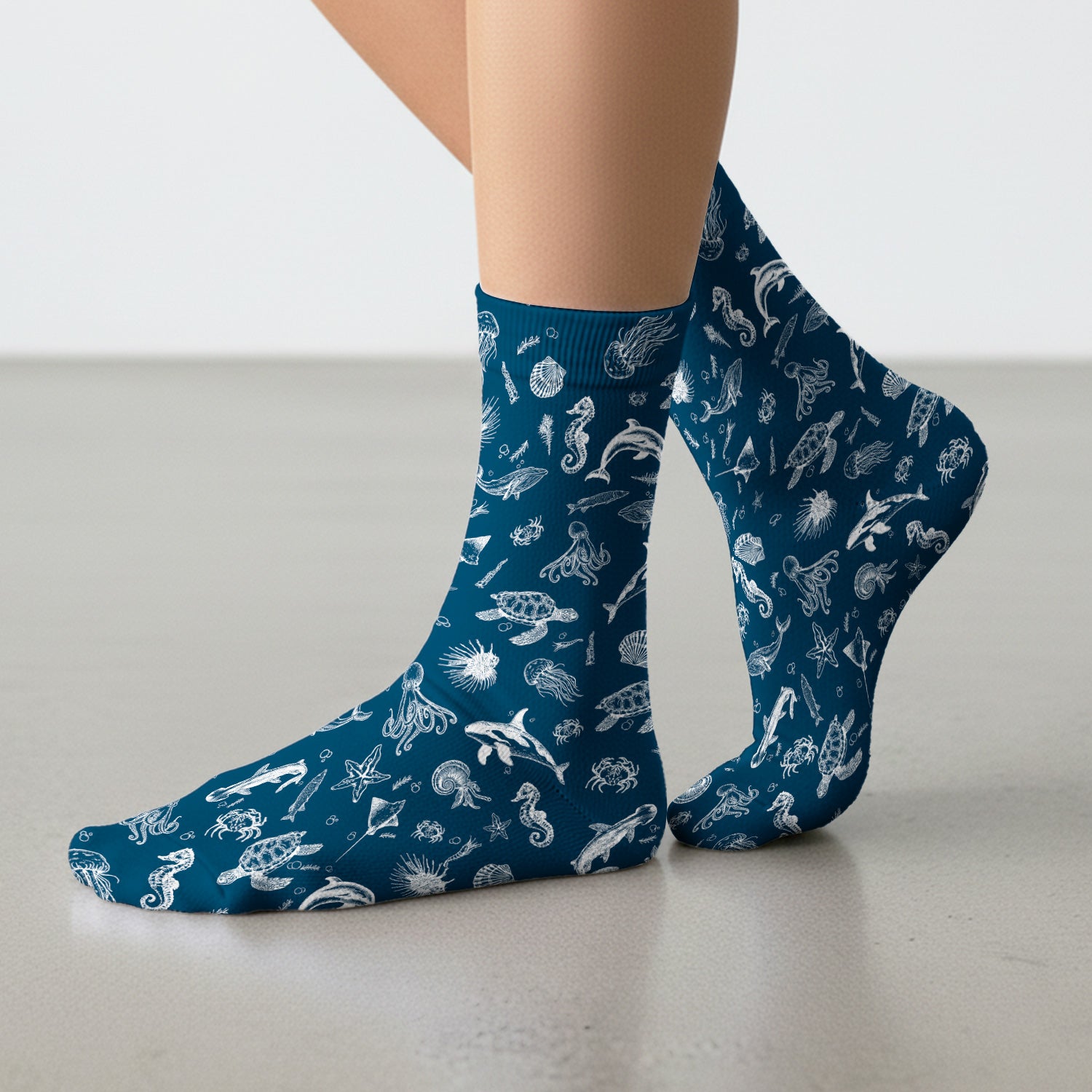 Marine Sea Life Pattern Sock, Breathable Fabrics Medical Uniform