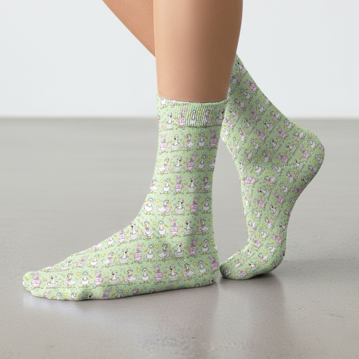 Easter Goose Bunny Egg Print Socks, Breathable Fabrics Medical Uniform