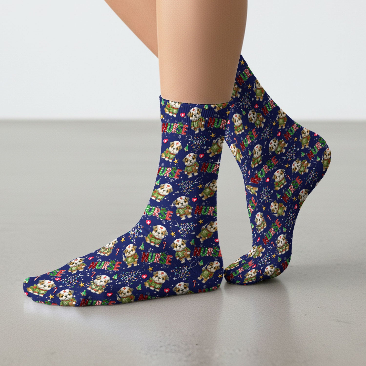 Bulldog Socks for Nurse Doctor - Adult Socks for Men and Women - Breathable Fabrics Medical Uniform