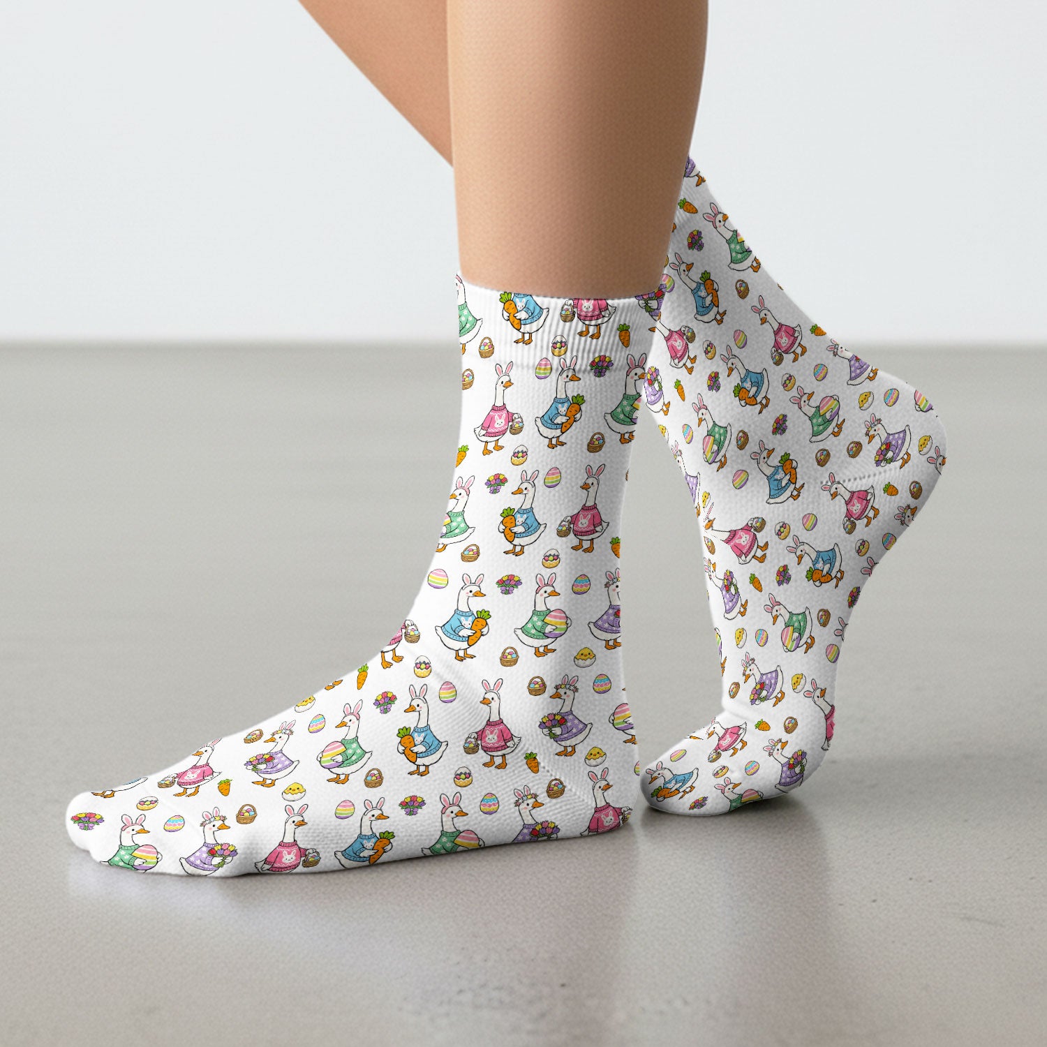 Cute Easter Goose Pattern Socks, Breathable Fabrics Medical Uniform