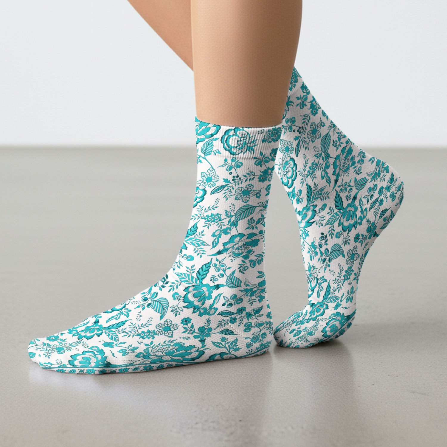 Toile De Jouy Scrub Socks For Women, Floral Pattern Nurse Sock, Comfortable Scrubs For Nursing
