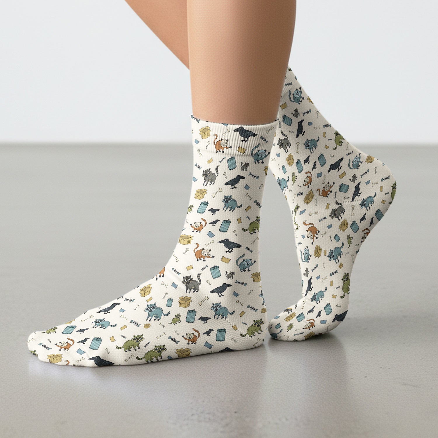 Funny Trash Raccoon Pattern Socks, Adult Socks for Men and Women