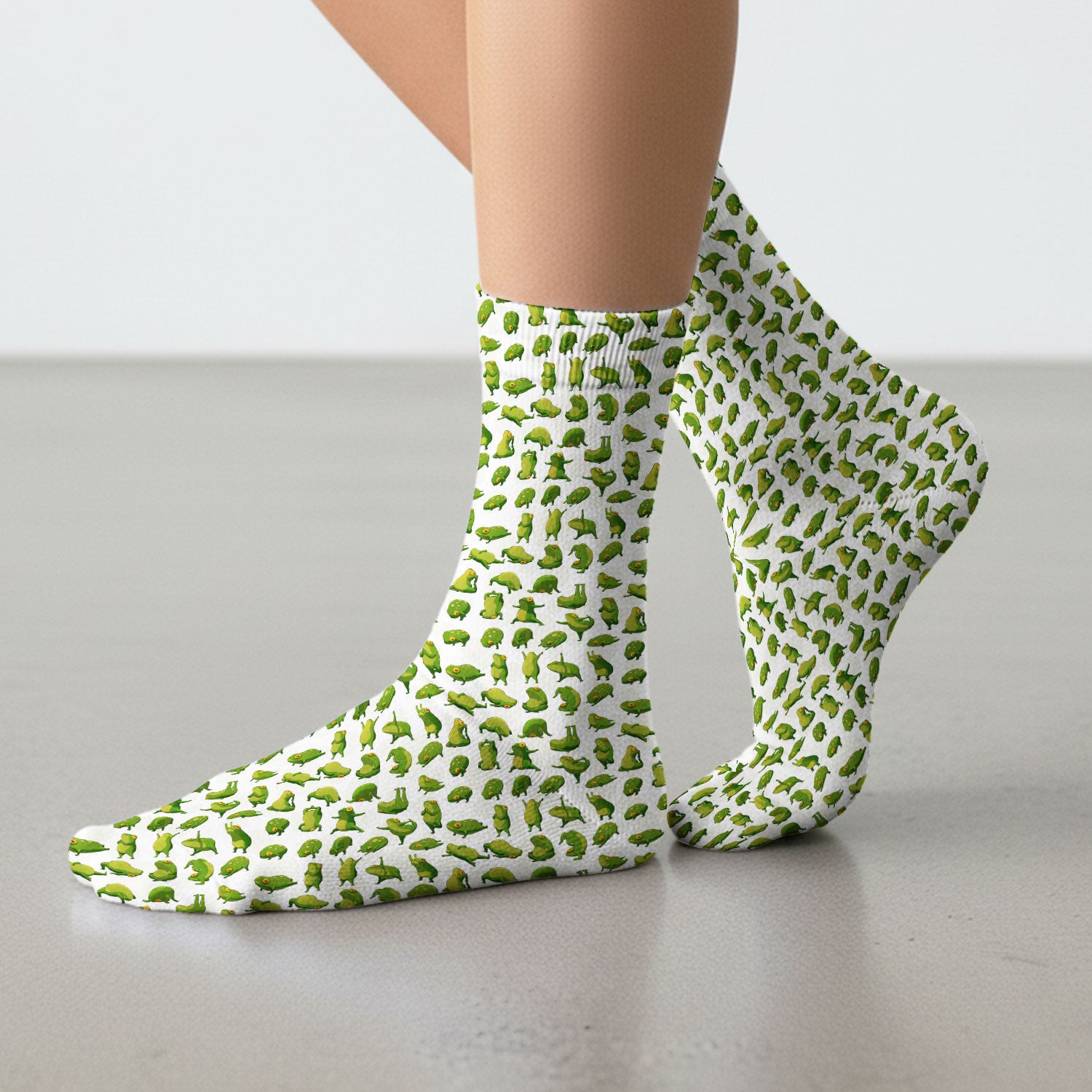 Cute Frog Cartoon Pattern Socks, Breathable Fabrics Medical Uniform