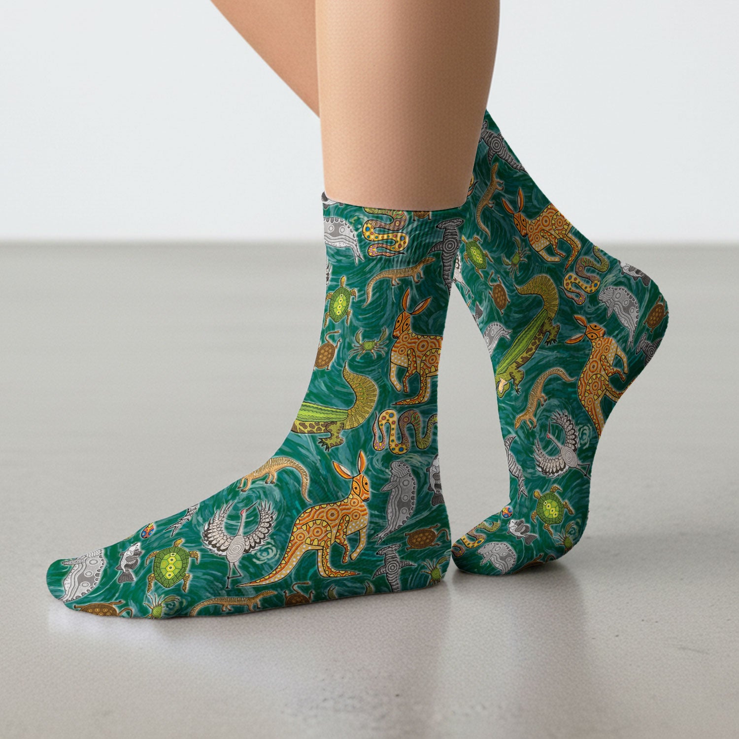 Crocodile Turtle Snake Animal Pattern Medical Socks, Nurse Doctor Uniform