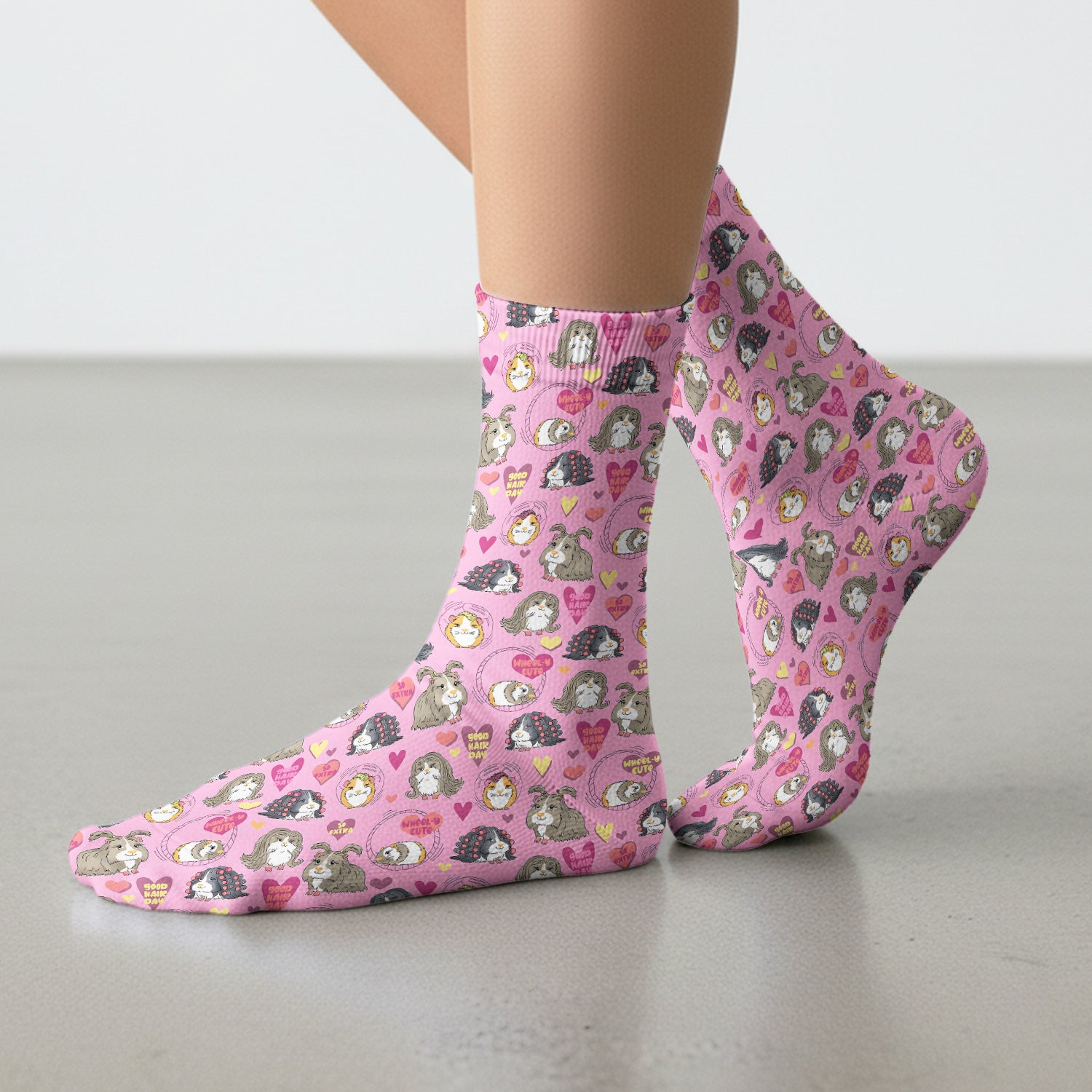 Cute Guinea Pig Heart Pattern Socks, Adult Socks for Men and Women